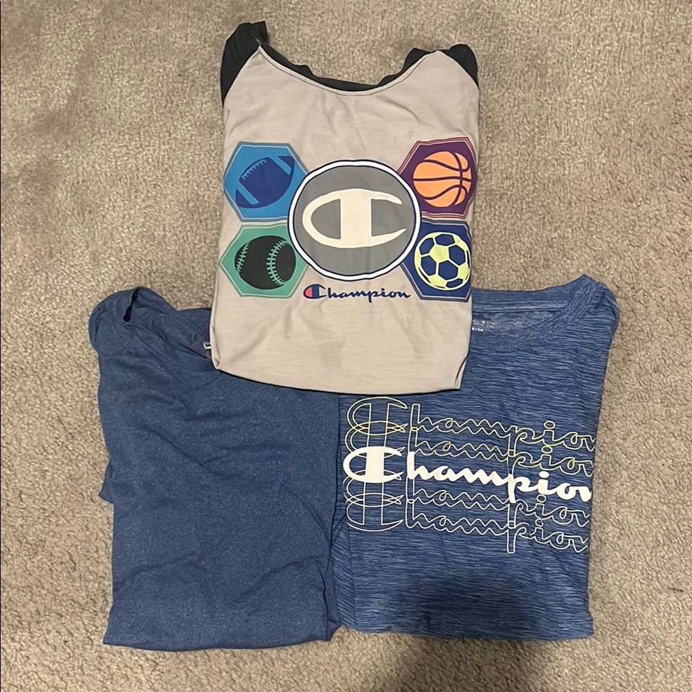 Champion and 32 Degree Cool Kids Graphic Tees - Blue and Gray (3-Pack)